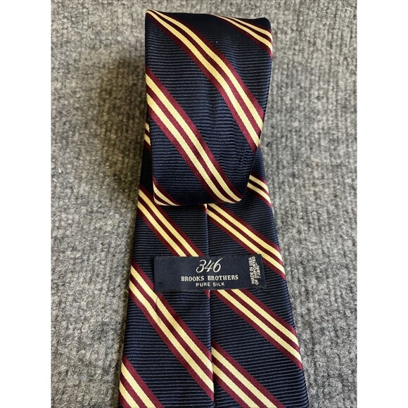 Brooks Brothers 346 Silk Repp Neck Tie Striped Blue Red - Picture 4 of 4